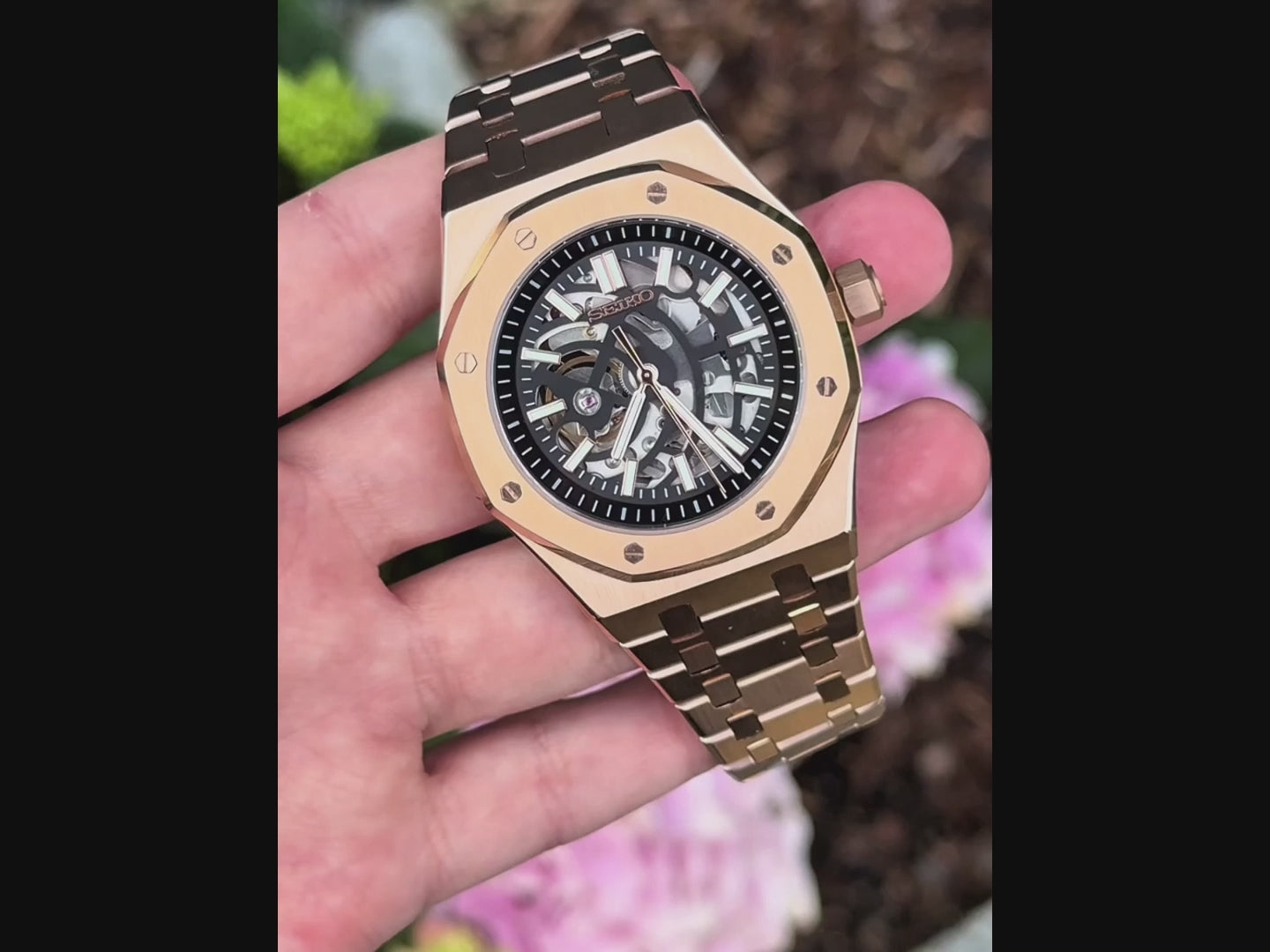 Royal Seikoak Skeleton Roségoud