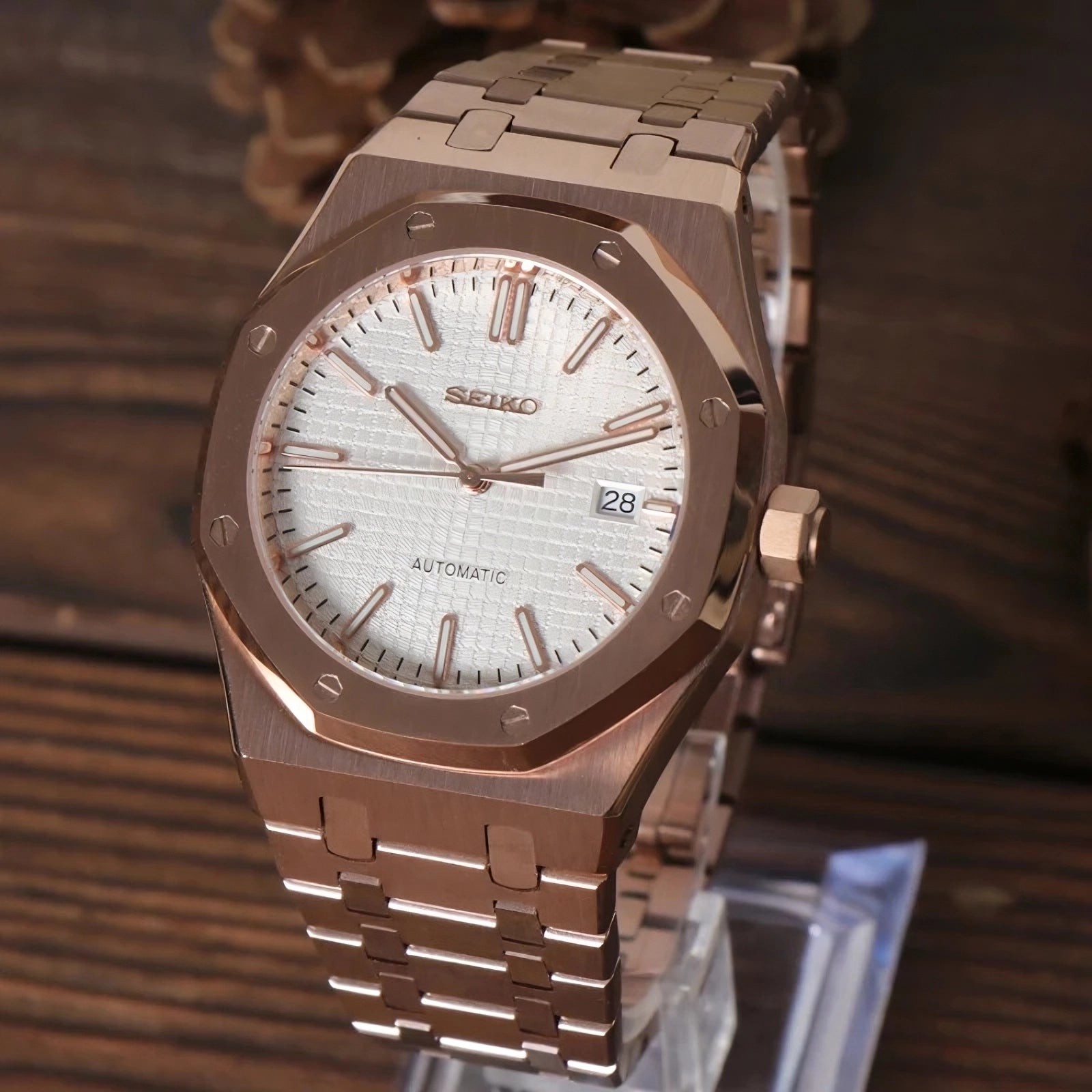 Seiko Royal Oak Rose Gold White