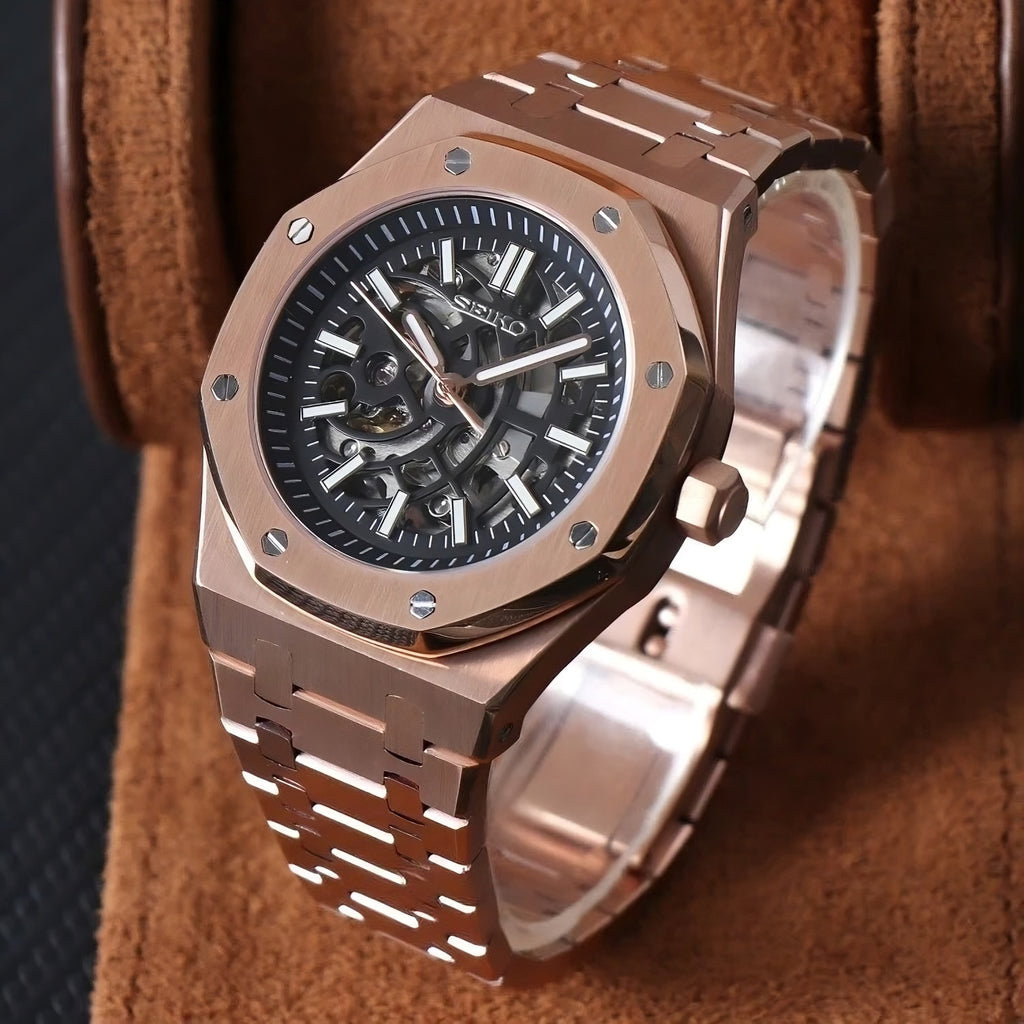 Seiko Royal Oak Skeleton Rose Gold