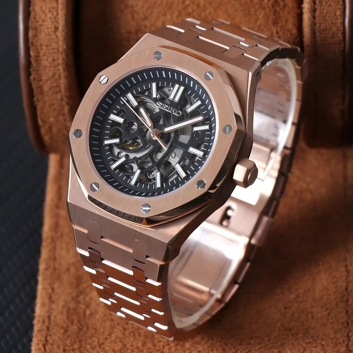 Seiko Royal Oak Skeleton Rose Gold