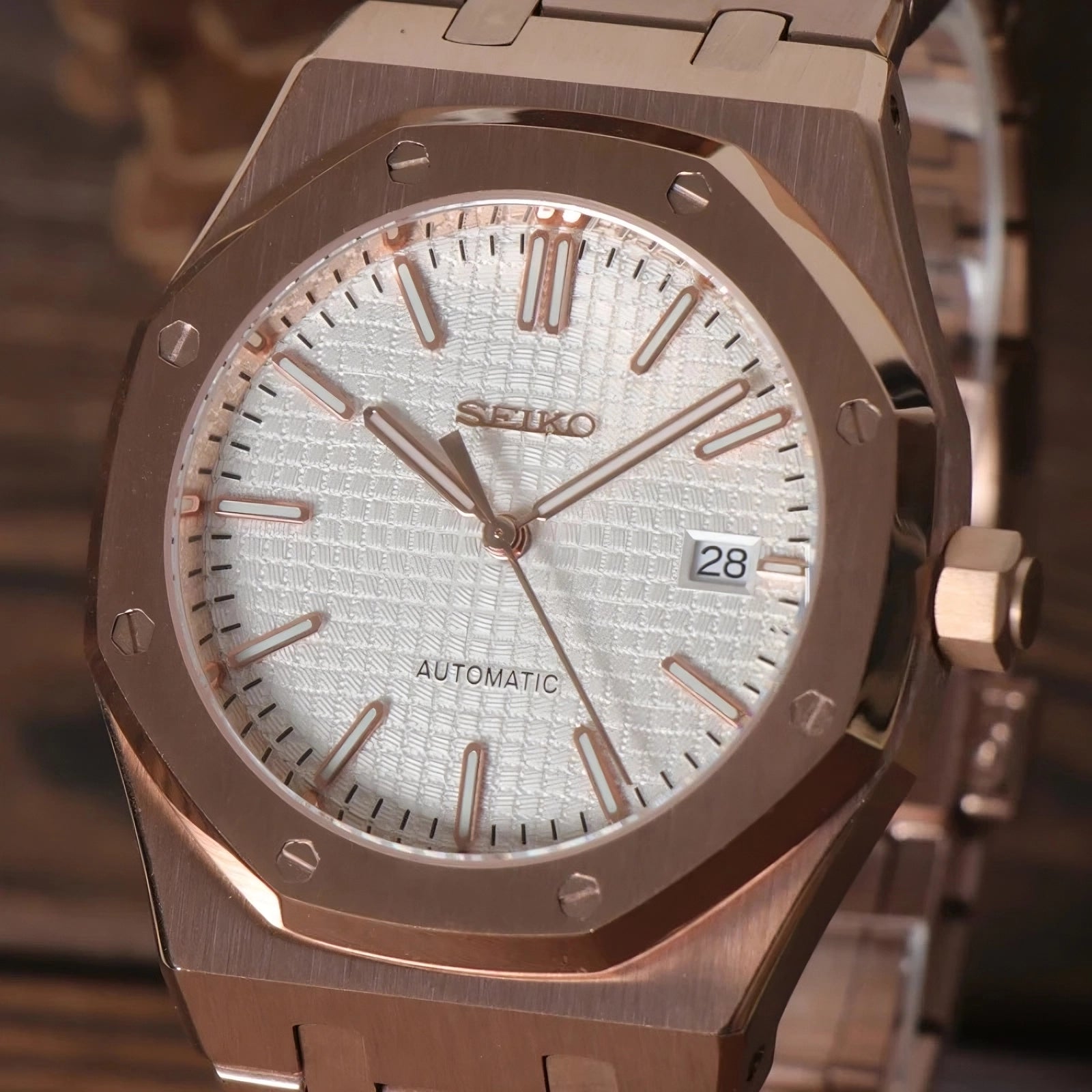 Seiko Royal Oak Rose Gold White