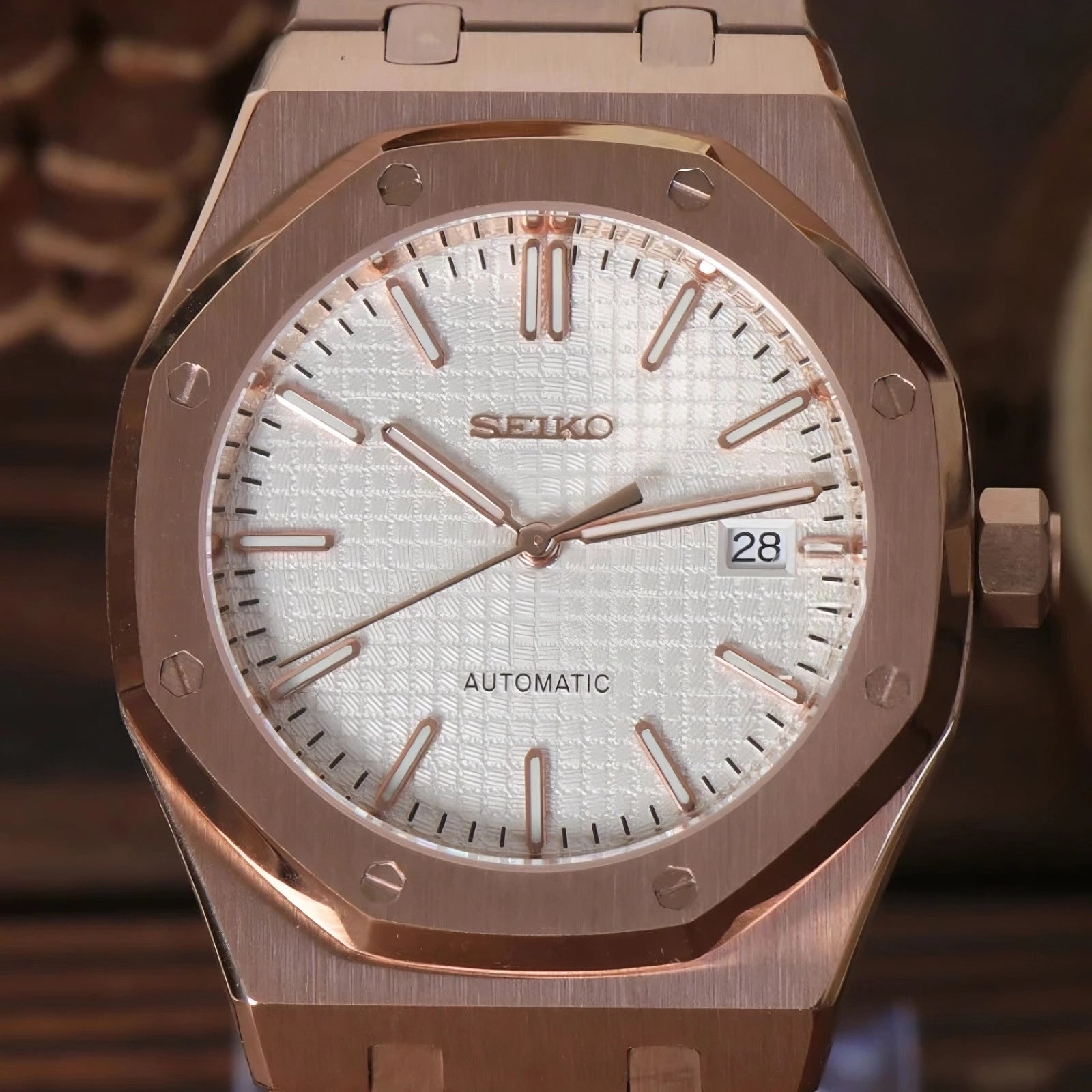 Seiko Royal Oak Rose Gold White