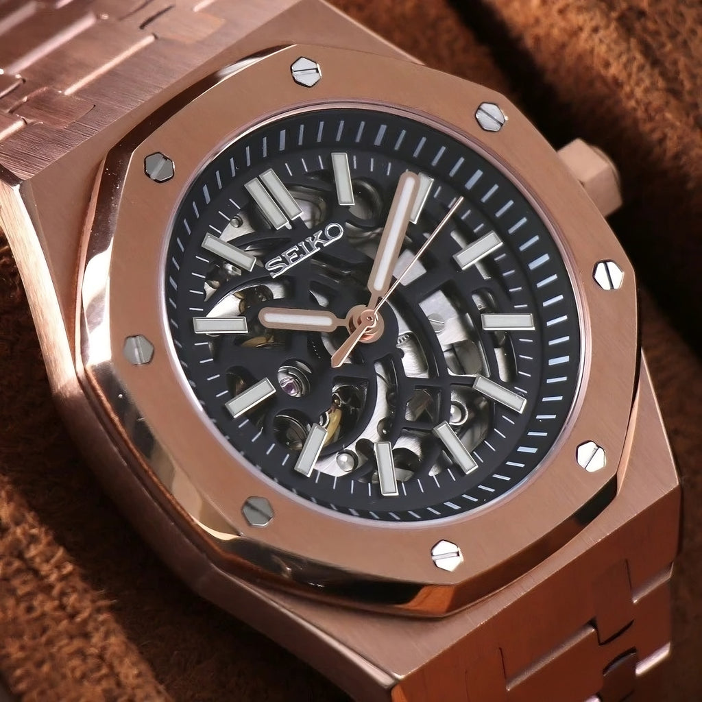 Seiko Royal Oak Skeleton Rose Gold