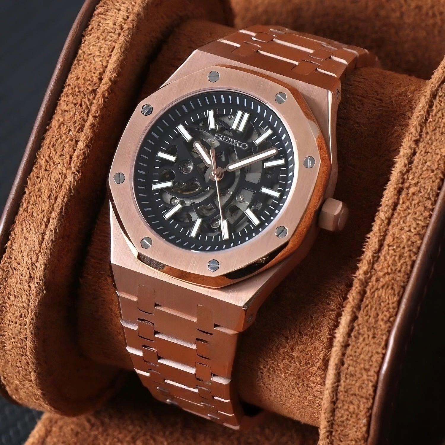 Seiko Royal Oak Skeleton Rose Gold