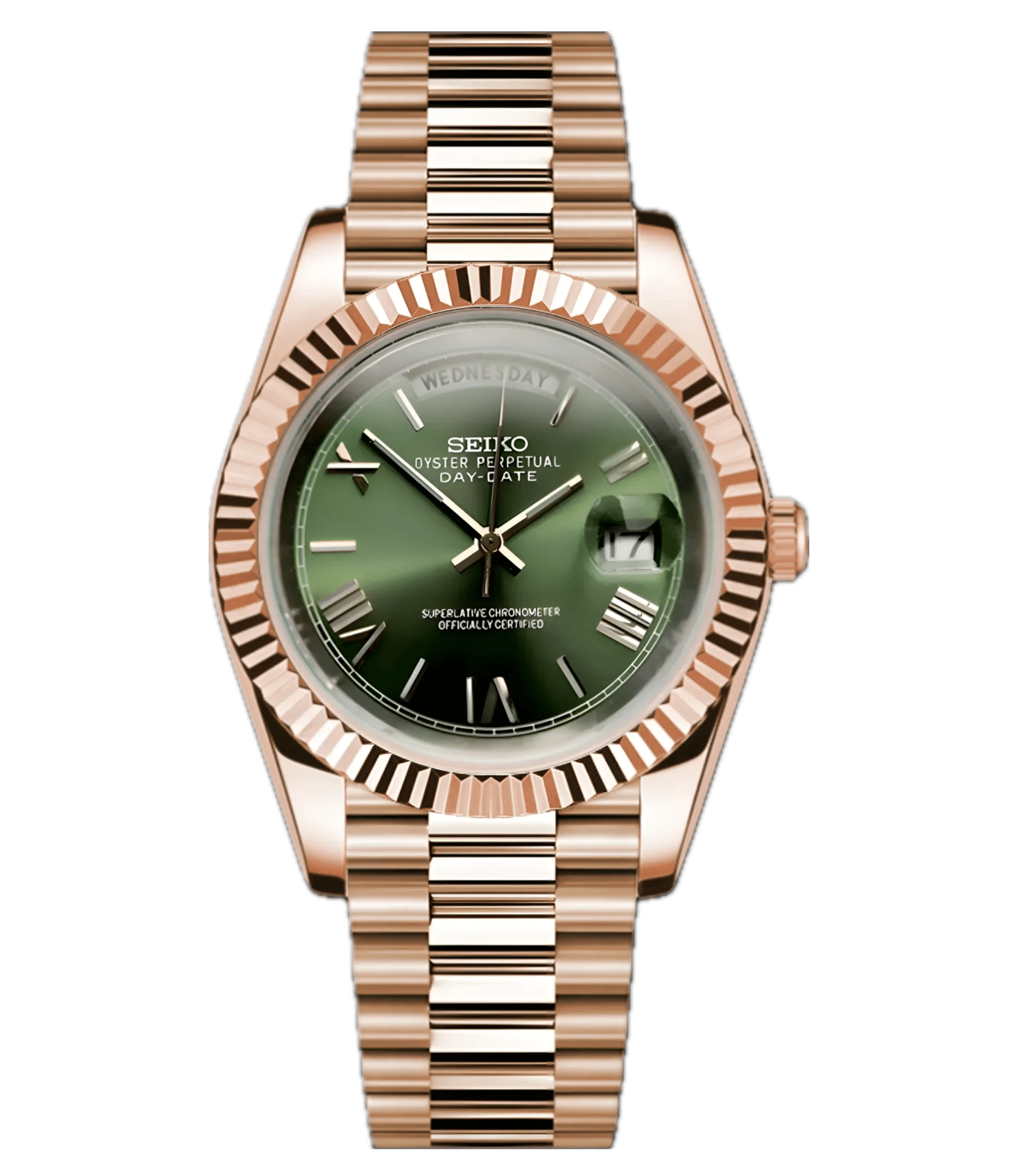 sin fondo Day Date Presidente Olive Rose Gold - Imagen 1